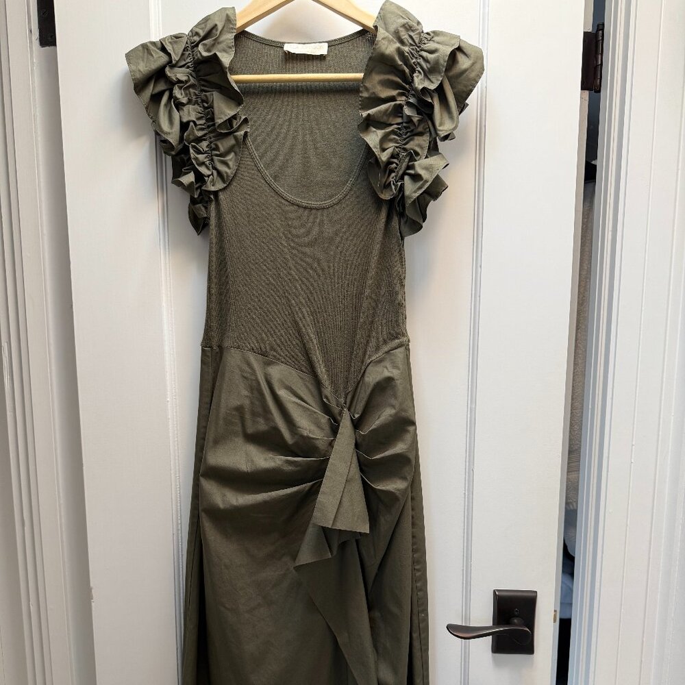 Ulla Johnson Isabella Midi Dress in Military Melange - Size Small